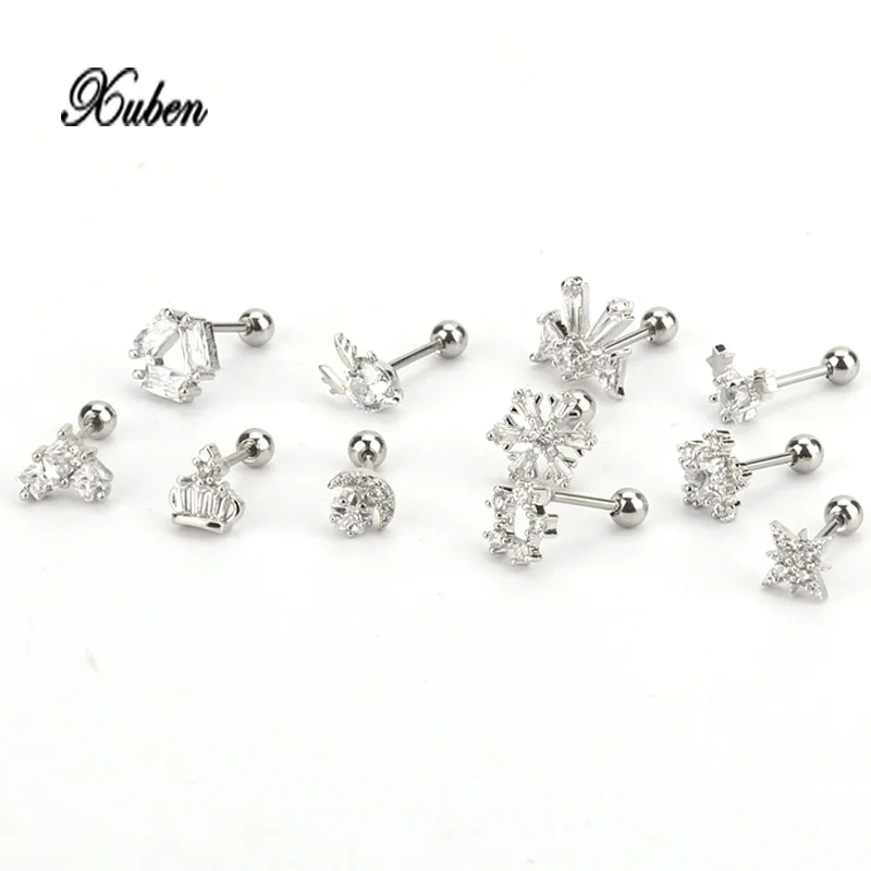

Mini Earring Tiny Christmas Crystal Snow Crown for Women Kids Earring Small Animal Ear Studs Cartoon Movie Jewelry