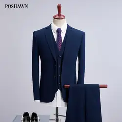 POSHAWN 2018 костюмы для торжественных случаев для Для мужчин свадебные Blazer Последние Пальто Пант конструкции Traje Bombre Slim Fit мужской двубортный