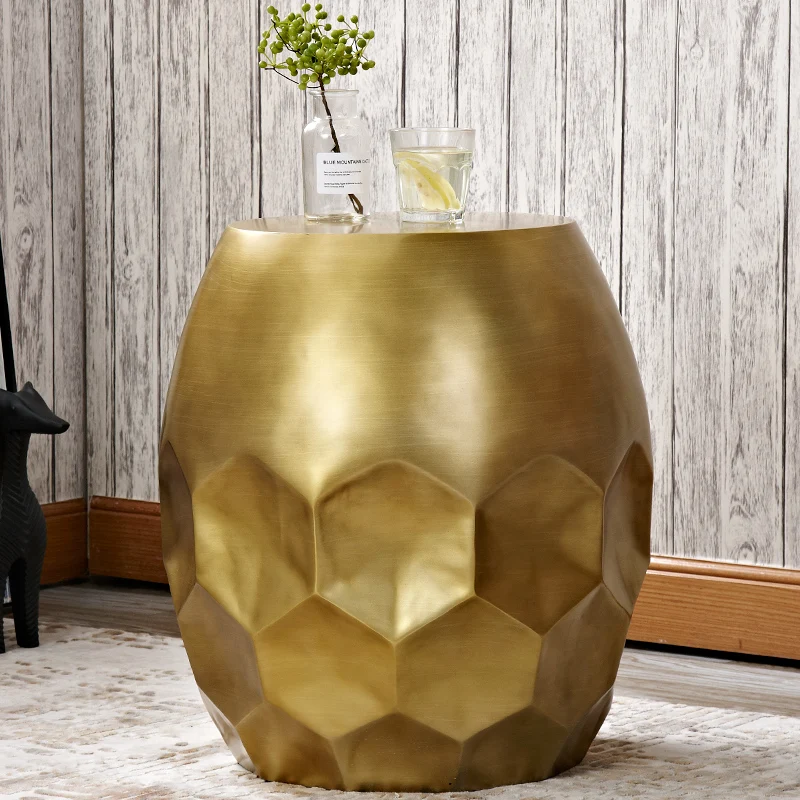 Nordic sofa side living room corner bronze drums fashion creative side table personality bedside modern minimalist small table