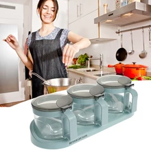 Кухонные принадлежности стеклянная приправа банка с ложкой, приправа для специй, набор горшков для специй, перца, шейкеры, кухонные мельницы для специй