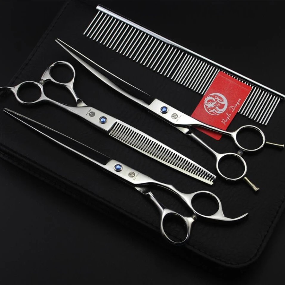 

Professional Cat Dog Pet Grooming Scissors Set 7" 8" Pet Fur Clipper Straight & Thinning & Curved Tesouras 3pcs Shears for Dogs