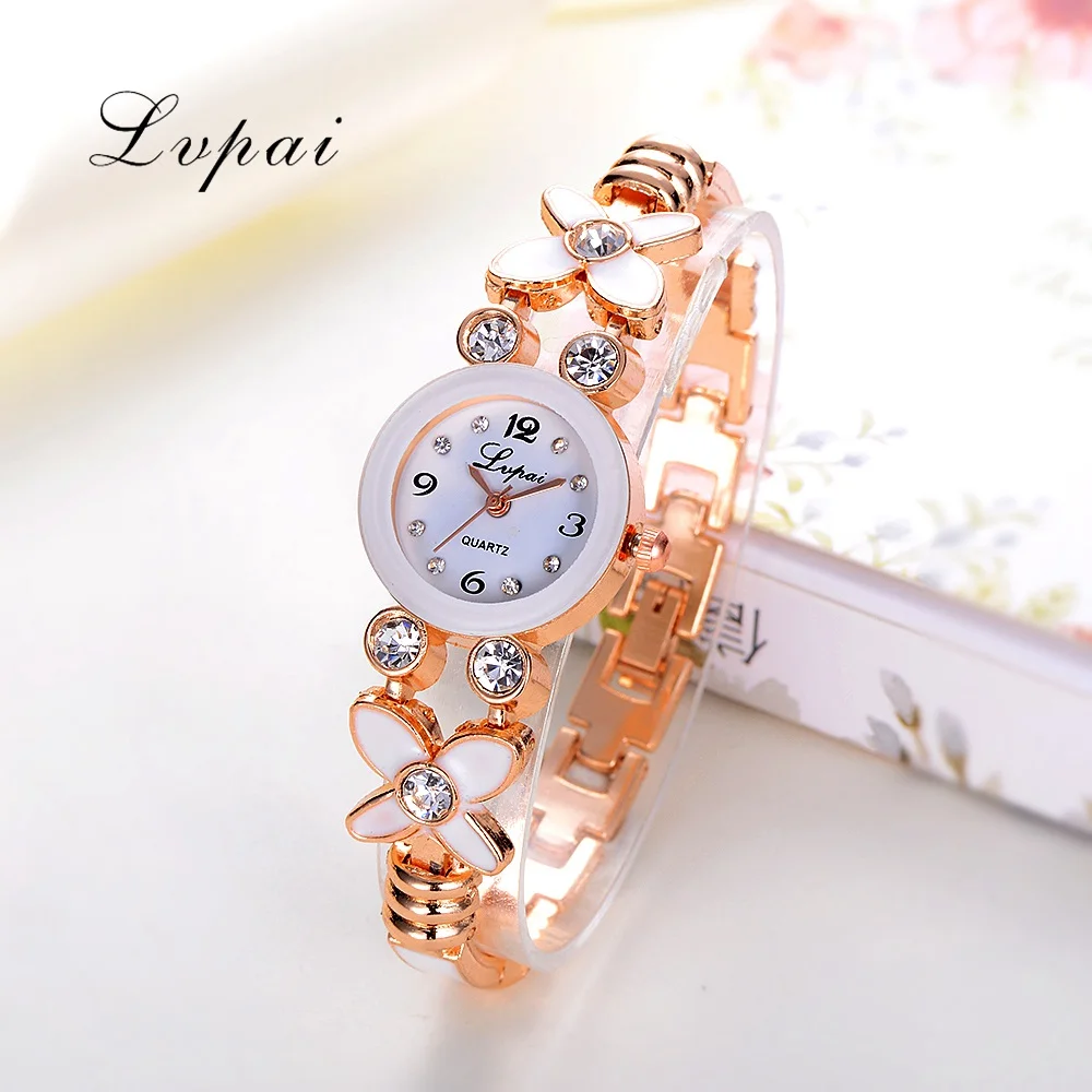 

Lvpai Luxury Watch Women Crystal Diamond Scale Quartz WristWatches Fashion Flowers Bracelet Perfect Ladies Casual Female Clock