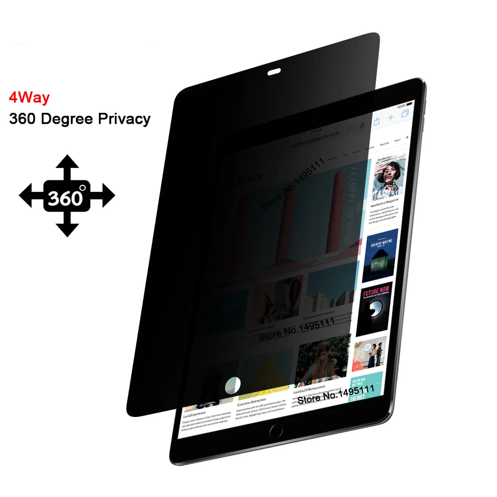 PET 360 градусов Фильтр конфиденциальности для нового iPad 9," /Air 2/Pro 9,7 дюймов, Антибликовая Защитная пленка для экрана