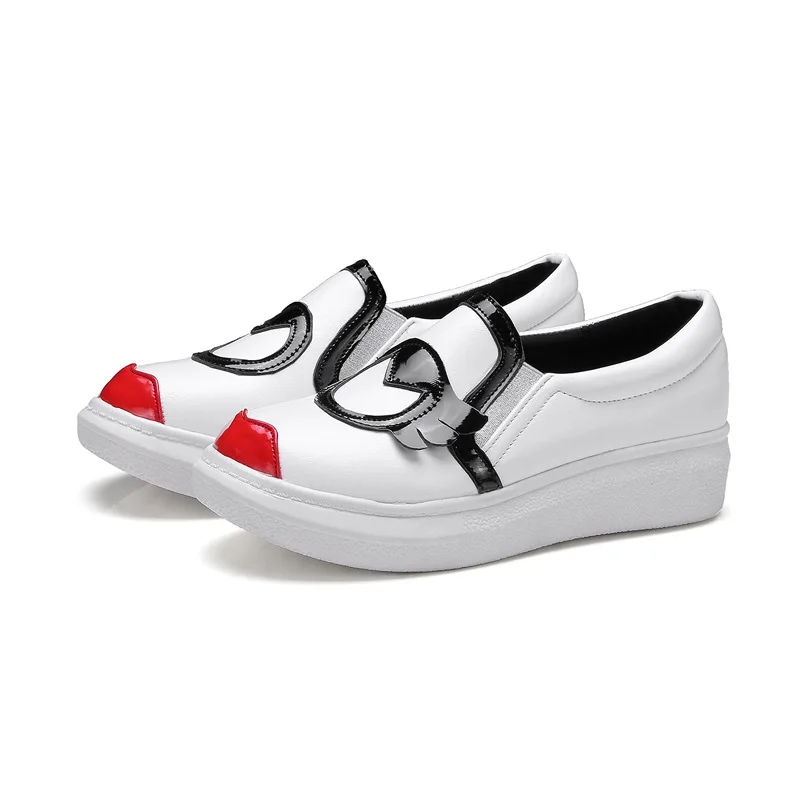 2018 Spring New Ladies High Heel Wedges Peas Shoes Fashion Casual Footwear For Women Online White Black2