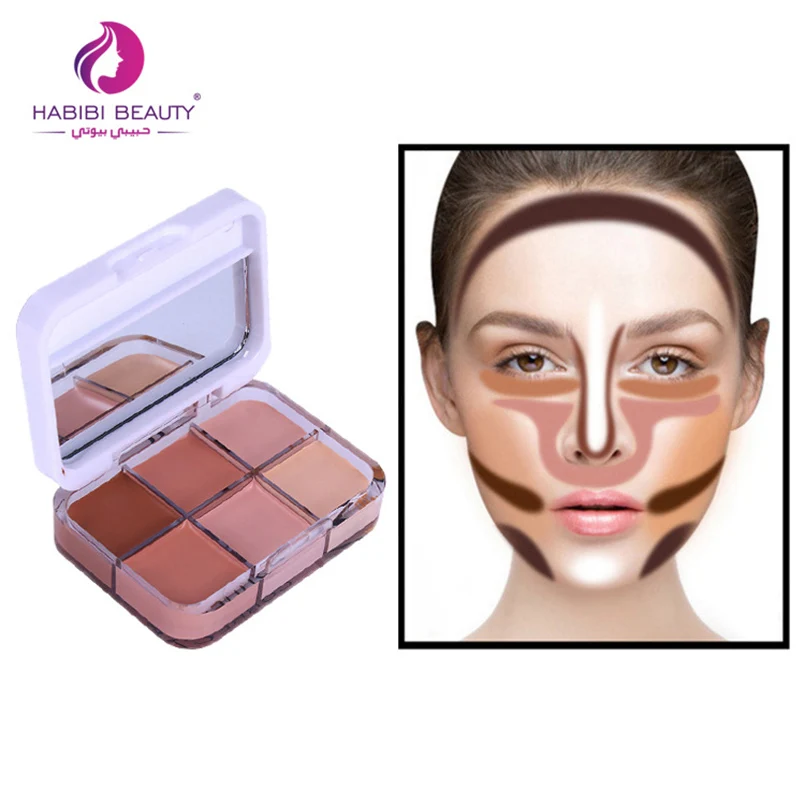 

New Brand 6 Color Contour Palette Face Corrector Cosmetic Powder Concealer Foundation Cream Base Cover Concealer Contour Makeup