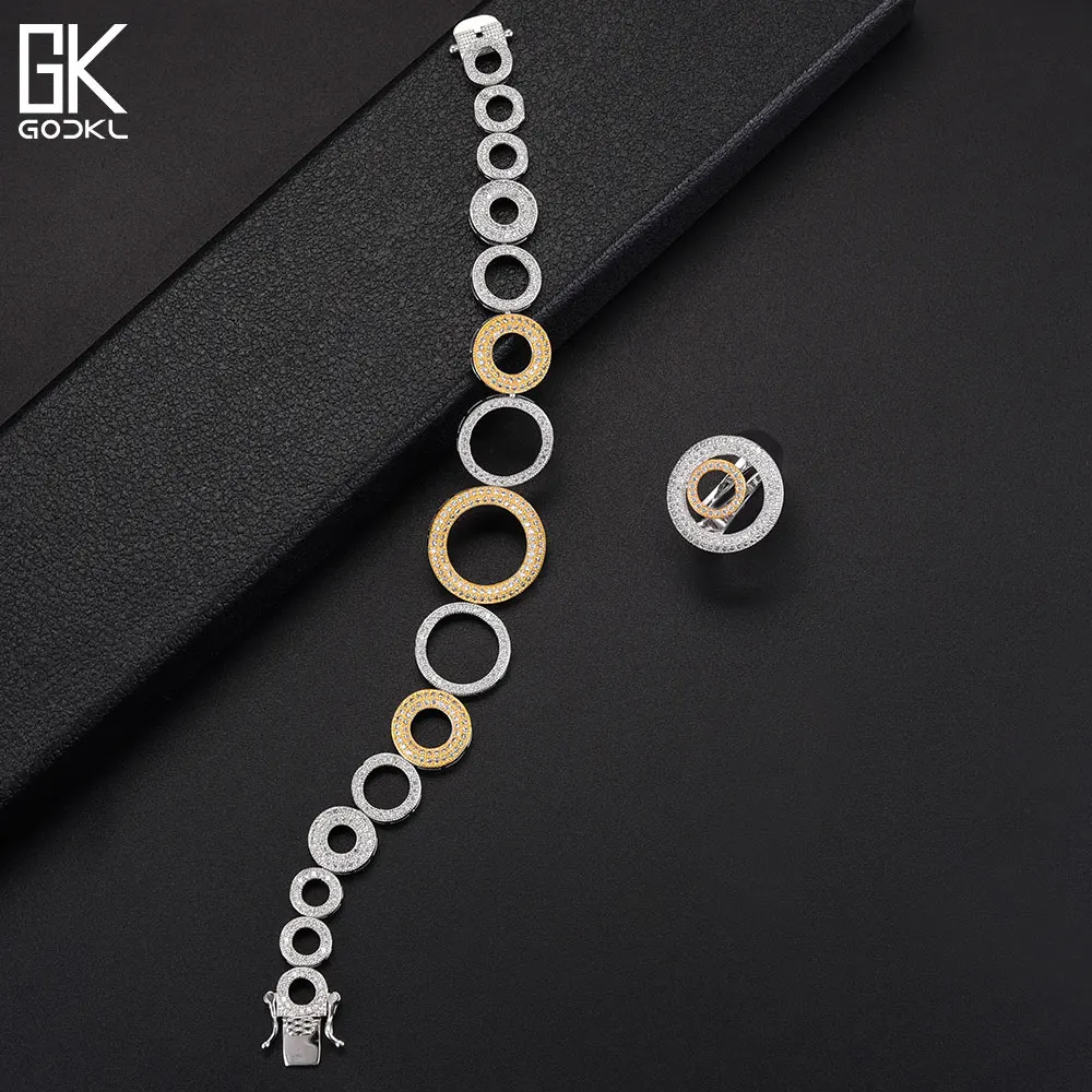 GODKI Elegant Bubble Circle African 4pcs Bridal Zircon Jewelry Sets For Women Party Dubai Nigeria Crystal Wedding Jewelry Set