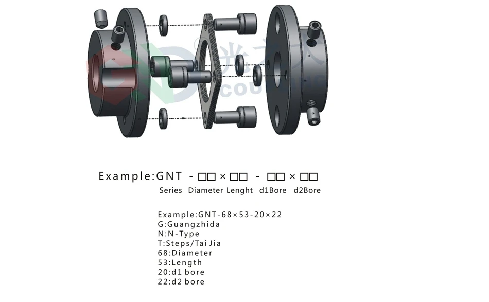 GNT 45# стальная ступенчатая Одиночная мембранная шпоночная серия 45# сталь муфта сцепения валов D26mm, L26mm