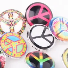 Фирменная новинка 10 шт./партия смешанные ювелирные украшения для женщин DIY Fit 18 мм Нажимные кнопки с захватом символ мира камея металлическое стекло многоцветный