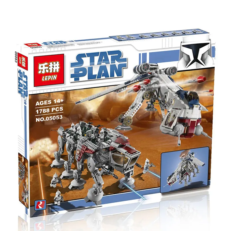 

Building Blocks 1788Pcs Star Wars Republic Dropship With AT-OT Walker Model Toys For Children Compatible With 10195 LEPIN 05053