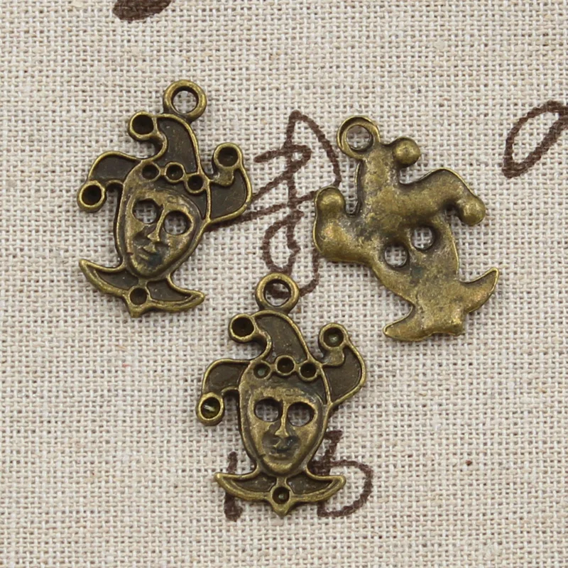 

12pcs Charms joker clown mask 27x18mm Antique pendant fit,Vintage Tibetan bronze,DIY for bracelet necklace