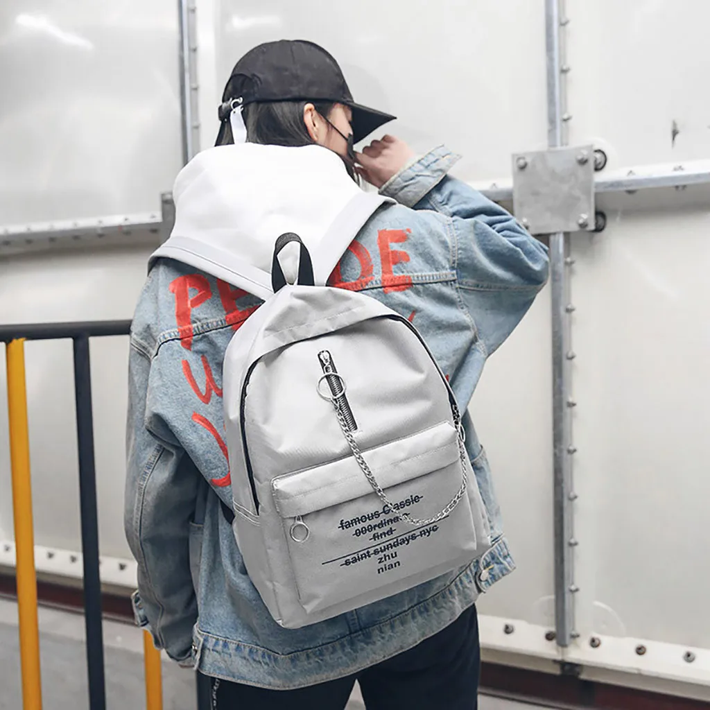 5# тренд женский рюкзак в Корейском стиле Женский студенческий рюкзак для студентов большой емкости с буквенным принтом для девочек