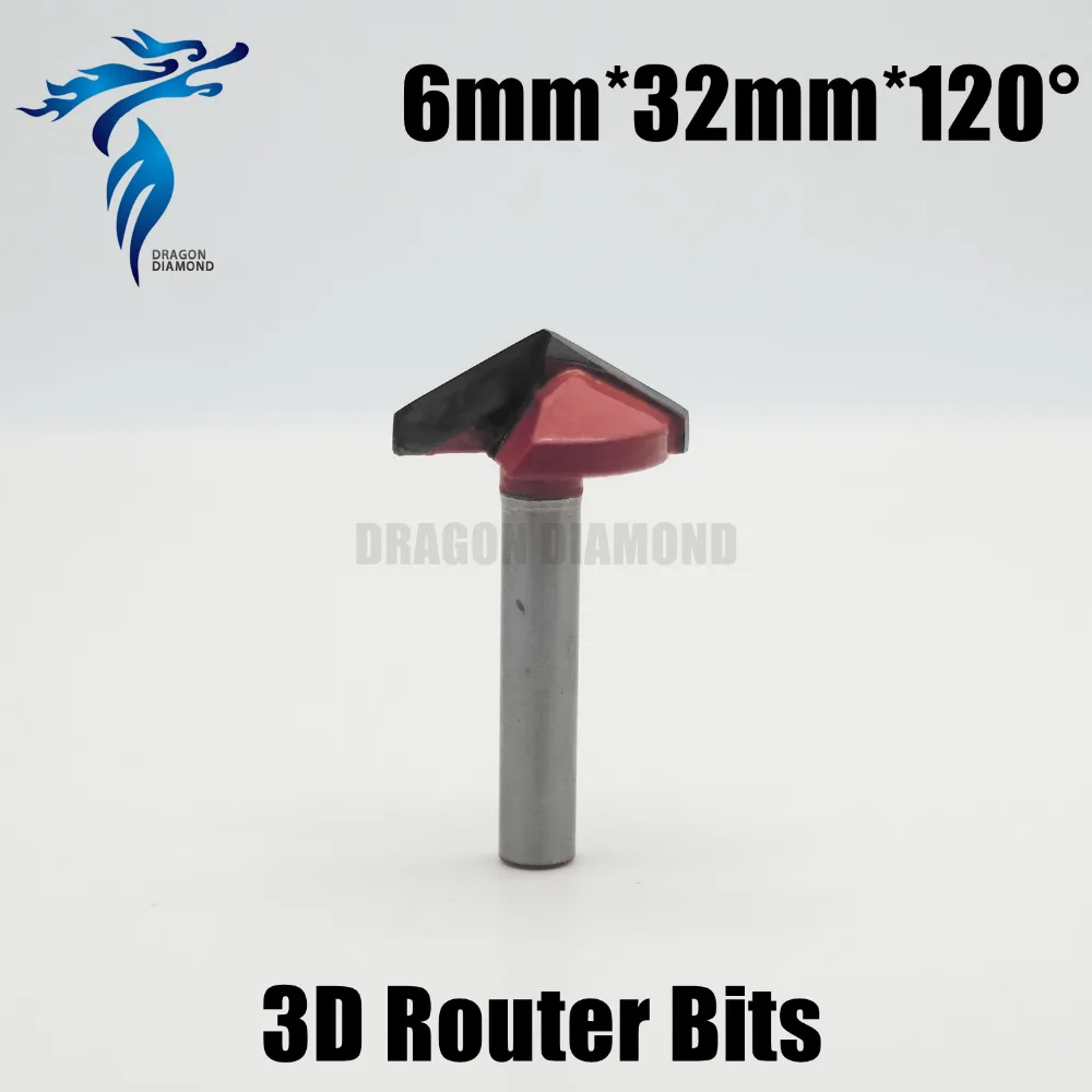 Buy CNC Engraving 3D Bits Router 5pcs 120 Degree 6mm x 32mm V Groove Acrylic