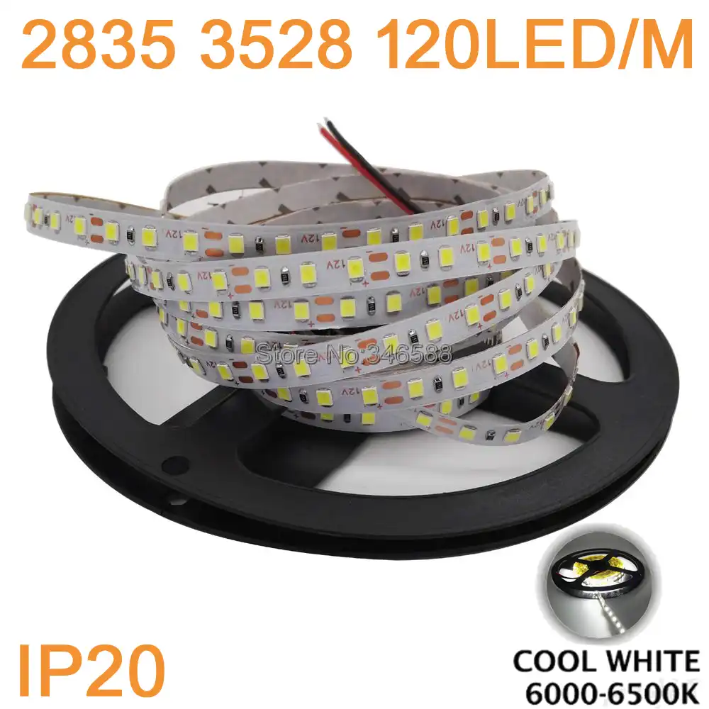 3528 WHITE 12V 5M 120 LEDs//M 600 LED strip 2.1mm SKT