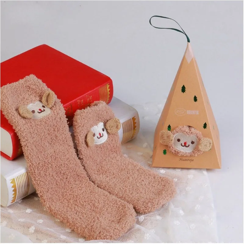 Модные милые носки для малышей Детские носки для сна из кораллового флиса; забавные рождественские носки детские носки с изображением панды для мальчиков и девочек; сезон осень-зима