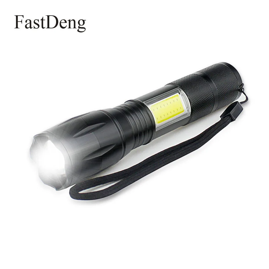 

COB LED Flashlight Zoomable Waterproof Handheld Flash Light Torch Pocket Work Light for Emergency Lighting By 18650 Battery