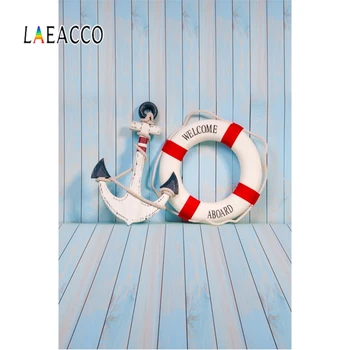 

Laeacco Welcome Aboard Swimming Ring Plank Scene Photographic Backdrop Baby Newborn Photography Background Wall For Photo Studio