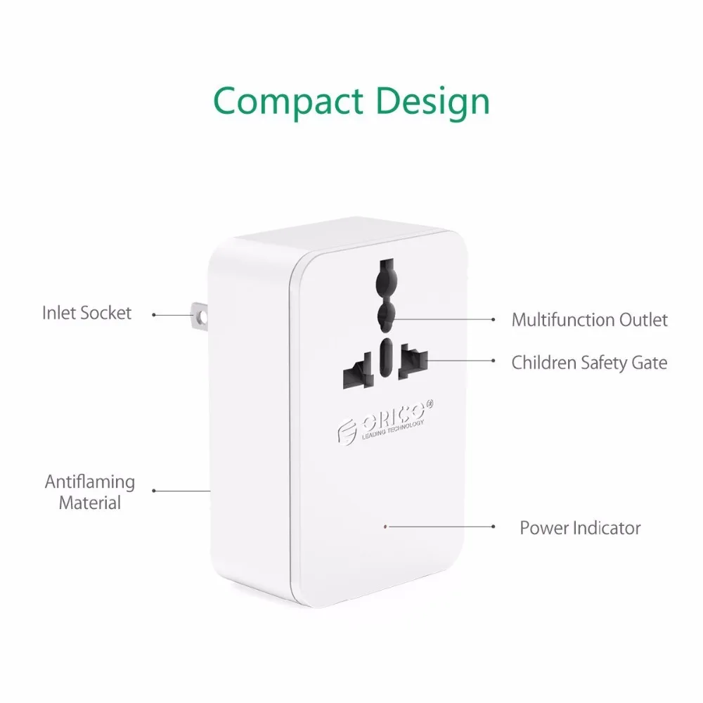 ORICO Универсальный адаптер для преобразования питания с 4 USB 1 AC 20W мульти выходная