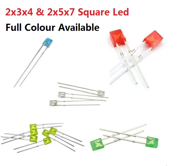 

Free Ship 100PCS 2*3*4/2*5*7 Square DIP LED Red Yellow Green Blue high bright quality bead light emitting diode 2x5x7 / 2x3x4