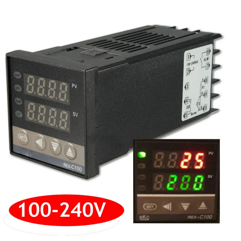 Абсолютно Новый цифровой 110-240 в PID REX-C100 регулятор температуры + 40A SSR + K термопара Новый