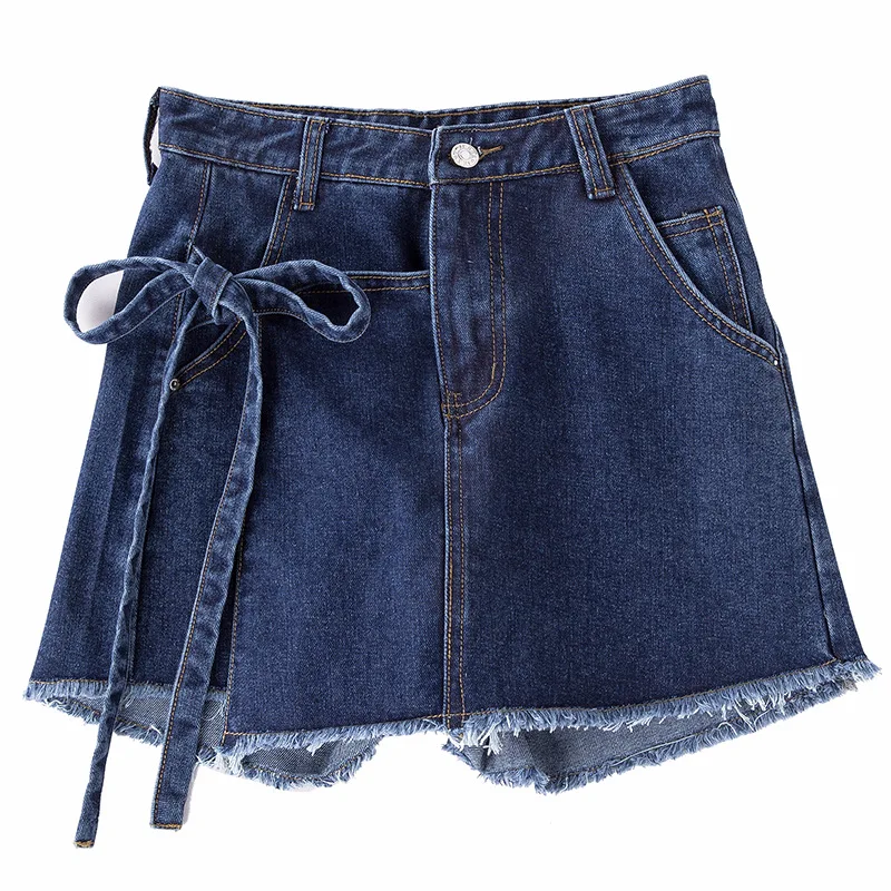 Roy's Fans Fashion Women Denim Shorts Summer Mini Length Straight Shorts Skirt For Women Trousers Ribbons Plus Size