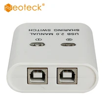 Neoteck USB 2,0, мини-коммутатор с ручным распределением, 2 порта, разветвитель, 1 устройство для принтера, 2 шт., USB 2,0, распределительный переключатель, адаптер для окна