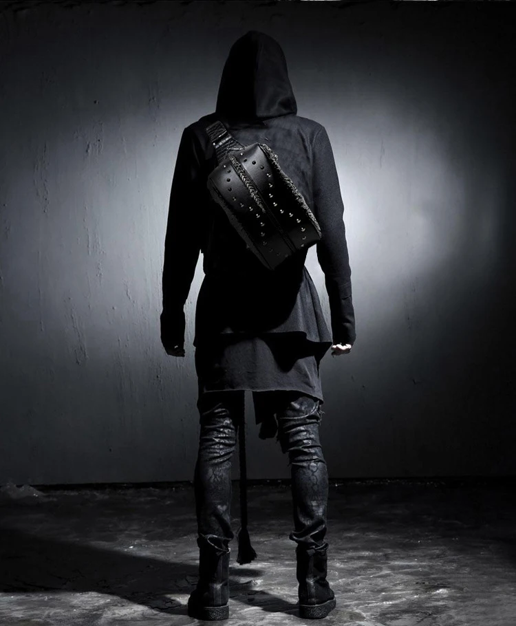 Модная нагрудная сумка в готическом стиле панк с заклепками, 3D Рисунок дракона, роскошные сумки для женщин, Дизайнерские Сумки из искусственной кожи, мужская сумка через плечо