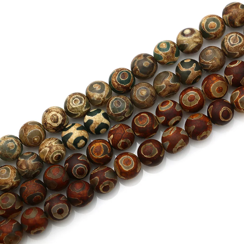 

JAKONOGO Three Eyes Day Beads Stone Round Loose Beads For Jewelry Making DIY Handmade Bracelet Necklace 8/10/mm