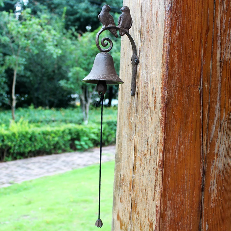 Американский кантри стиль пара птички на ветке дизайн деревенский чугунная дверь сада настенный ручной коленчатый приветственный звонок