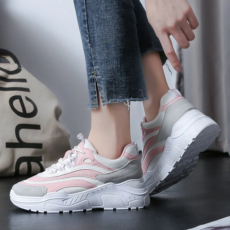

Women Sneakers New Fashion PU Leather Women Casual Shoes Spring Lace-Up Flats Platform Fashion Women Shoes