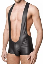 Männer Sexy Schwarz Flexible Overall Männer Halter Boxer Unterwäsche Männer Latex Body Pole Kleidung W850562