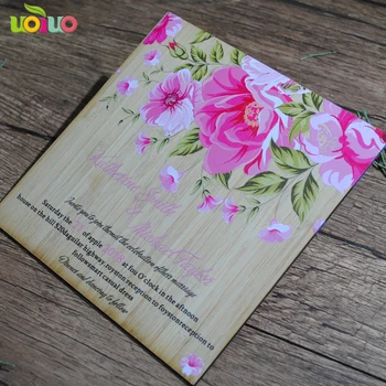 

free shipping Wooden wedding invitation card 10pcs personalize colorful printing