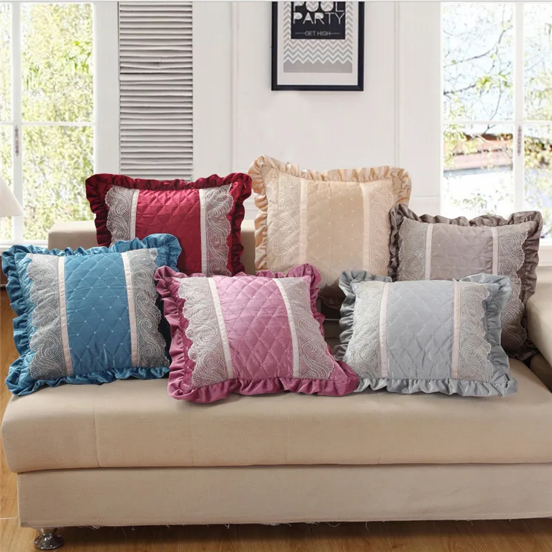 

Hap-deer European lace Cushion bedside funda almohada Pillow Case support pillows for neck bedding Decorative fronha