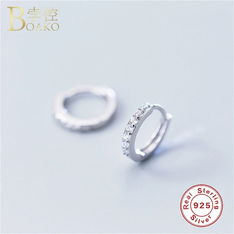 BOAKO, 925 пробы, серебряные серьги для женщин и мужчин, маленькая серьга-кольцо для пирсинга, мини Изящные серьги-капли в стиле хип-хоп, Z5