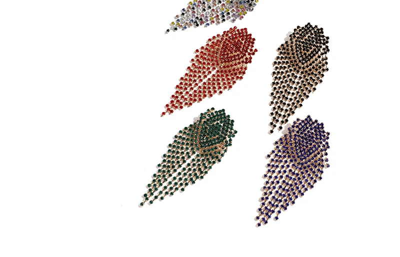 OUEMILY Luxury Crystal Water Drop Earrings for Women Big Earings Fashion Jewelry Long Red Blue White Green Rhinestone Earrings (5)