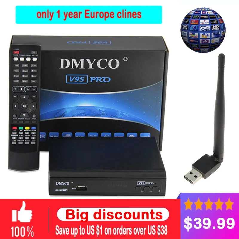 

DVB V9S pro Full HD DVB-S2 Satellite Receiver 1 Year Europe 7 code support YouTube Same V9 Super Upgrade From V8 Super