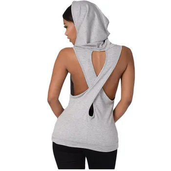 

Women Tank Tops Hooded Back Cross Hollow Street Wear Sleeveless Vest Summer TOPS PP800E