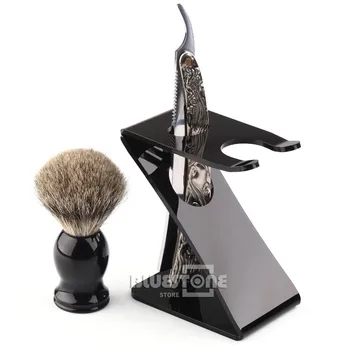 

Shaving Brush Stainless Steel Barber Razor Folding Straight Knife Z Stand Brush Holder 3in1 Set Free Shipping