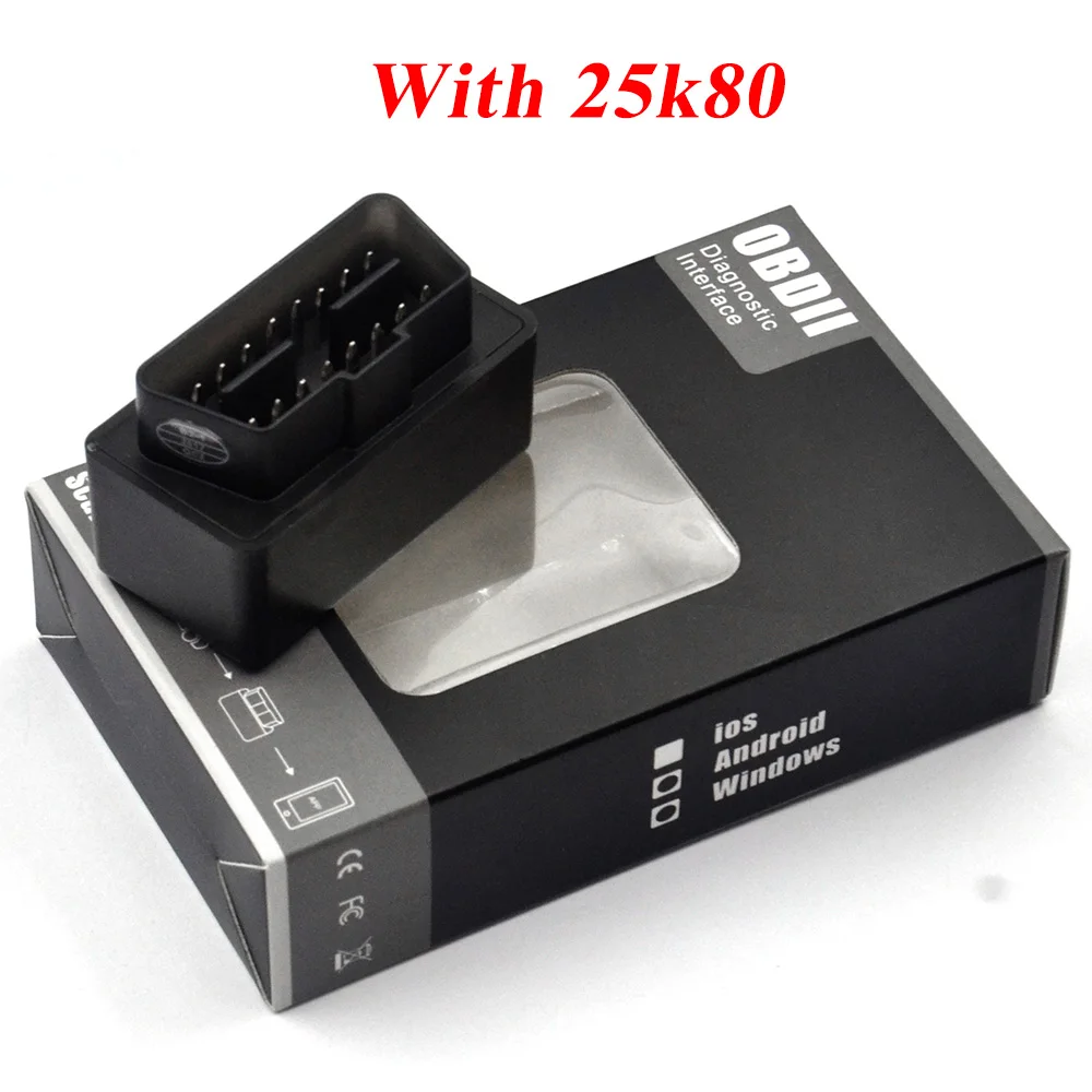 Мини V1.5 Супер Мини ELM327 Bluetooth ELM 327 PIC18F25K80 версия 1,5 OBD2/OBDII для Android Крутящий момент Автомобильный сканер кода - Цвет: Black with 25K80