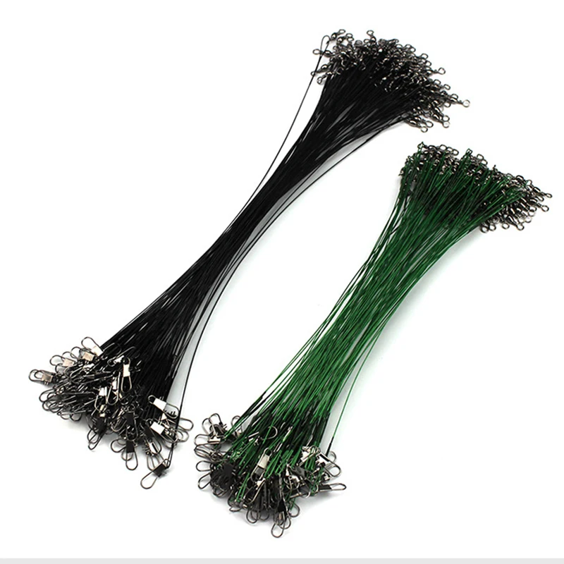 

30Pcs/Lot Fishing Line Steel Front Wire Leader with Swivel Metal Spinner Leash Fishing Line Rope Accessories 15/20/25/30cm #84