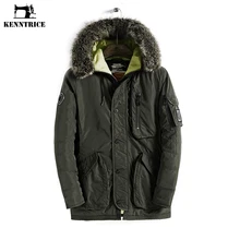 KENNTRICE брендовая Толстая ветровка мужские куртки зимние теплые длинные пальто с меховым капюшоном парка военного размера плюс 3XL