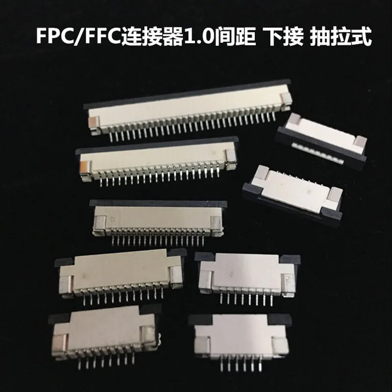 

20pcs FFC / FPC connector 1.0 mm 4 Pin 5 6 7 8P 10P 12P 14P 16P 18P 20P 22P 24P 26P 30P Bottom Contact Right angle SMD / SMT ZIF