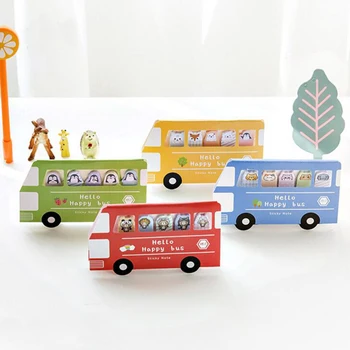 

4pcs/lot Kawaii Bus design sticky notes Forest animals memo pad Stationery stickers Office memos zakka School supplies (tt-2862)