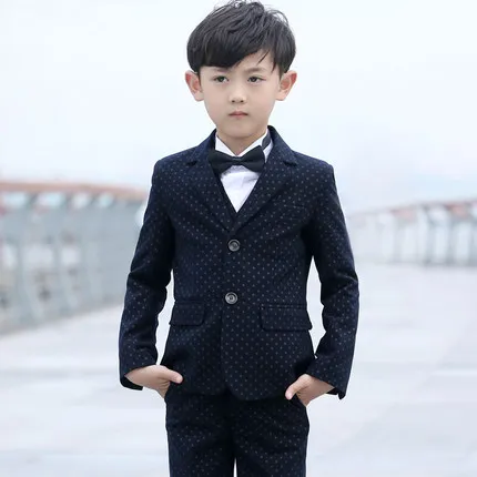 Blue(Jackets+Vest+Pants+Shirts+bow tie)Boy Suits Flower girl Slim Fit ...