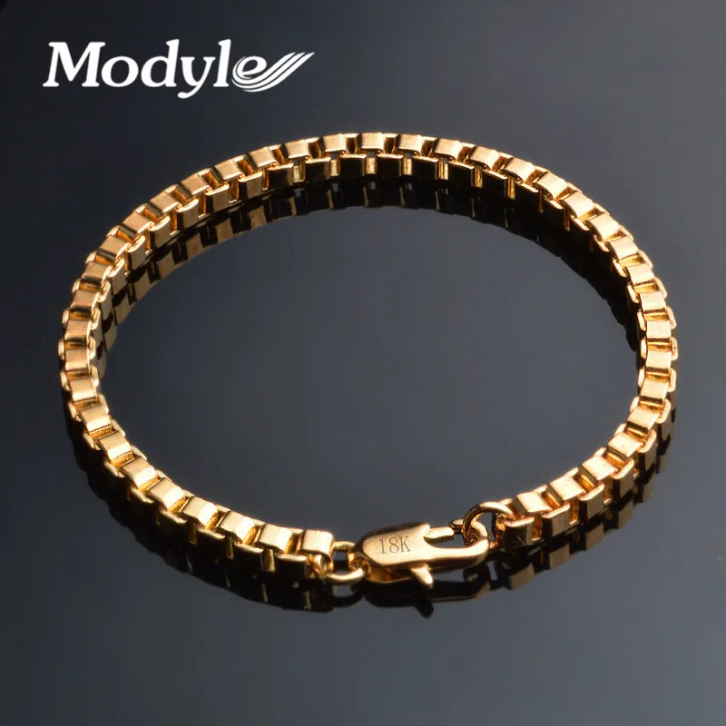 

Modyle 2018 New Fashion 4MM Box Chain Bracelet for Men Braclets & Bangles Punk Rock Jewelry
