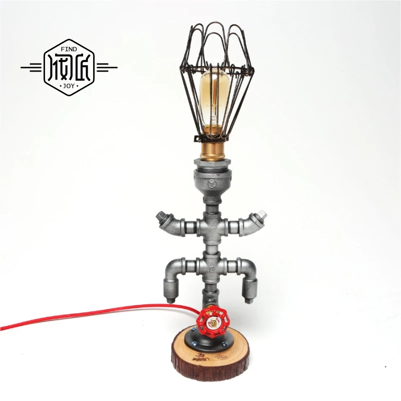 

Wood Water Pipe Loft Vintage Industrial Table Lamp For Bedroom Edison Beside Desk Lamps Lampara Luminaira De Mesa Lampe De