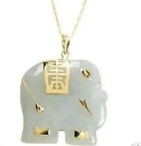 

Prett Lovely Women's Wedding FREE shipping> >>>>Asian NATURAL White gem Elephant Pendant Necklace