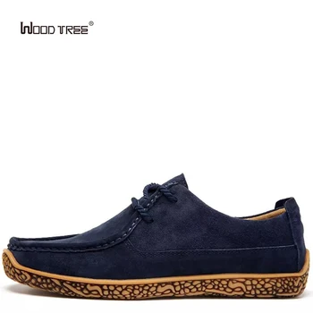 

WOODTREE Men's Leather Casual Shoes Autumn Krasovki Luxury Brand Shoes Men Loafers Adult Moccasins Male Cow Suede Shoes
