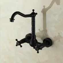 Черный 2 ручной черный латунный Смеситель для кухонной раковины кран смеситель для раковины; Модный смеситель для ванны смеситель подвесной держатель для крана GX1741