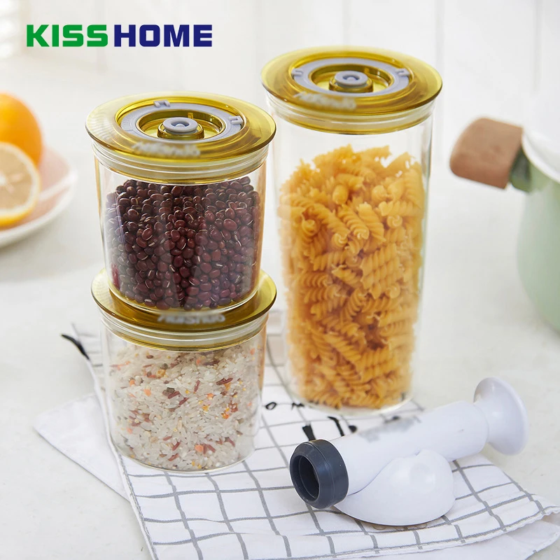 

3 Pcs High Quality Vacuum Sealed Food Storage Container Multi-purpose Transparent Crisper Fruits Vegetables Bottles with Pump