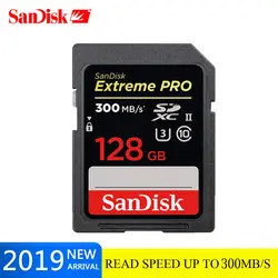 SanDisk оригинальный Экстремальный PRO SD карта 32G 64G 128G SDHC SDXC UHS-I класс 10 300 м/с U3 карта памяти Поддержка V30 4 K для камеры/DV/SLR